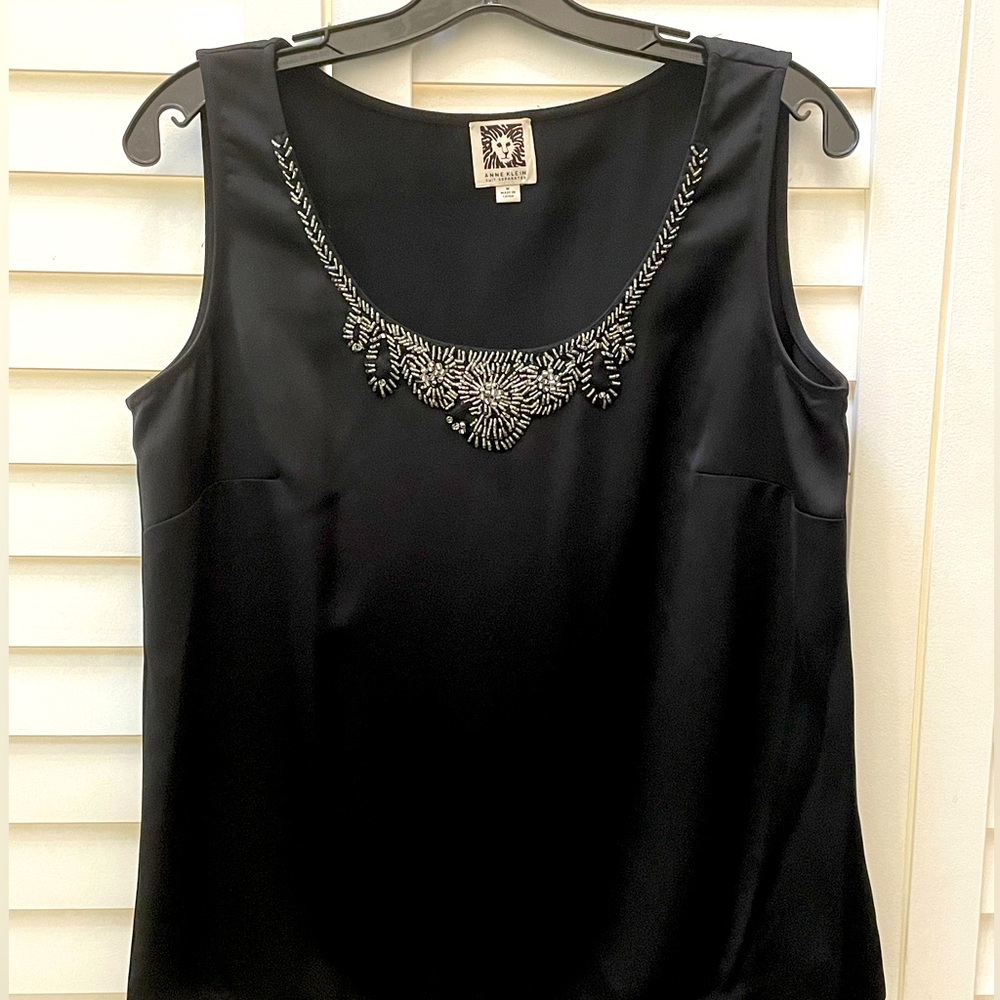 Anne Klein Suit Separate Black Tank with Beads